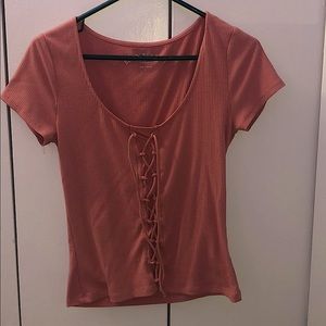 Short Sleeve Lace-Up Top